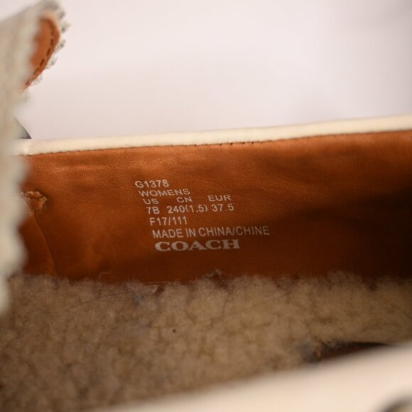 Coach White Lenox Leather Platform Loafers with Removable Sherpa Insoles - Picture 6 of 9